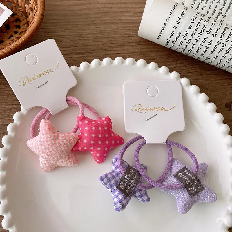 

Детские резинки для волос, 2 шт., резинки для волос Kawaii в горошек, плотная ткань, эластичные держатели для хвоста для маленьких девочек