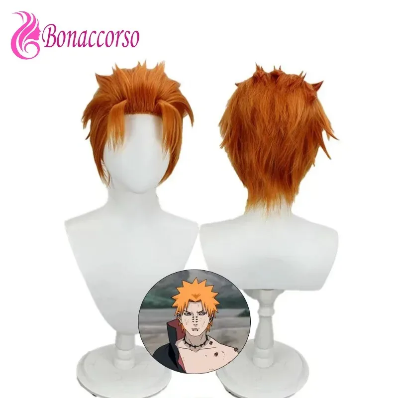 25COSHOKAGE NINJA Pain Cosplay peluca sintética corta recta peluca Anime Coser linda chica fibra resistente al calor parte de peluca de alta calidad