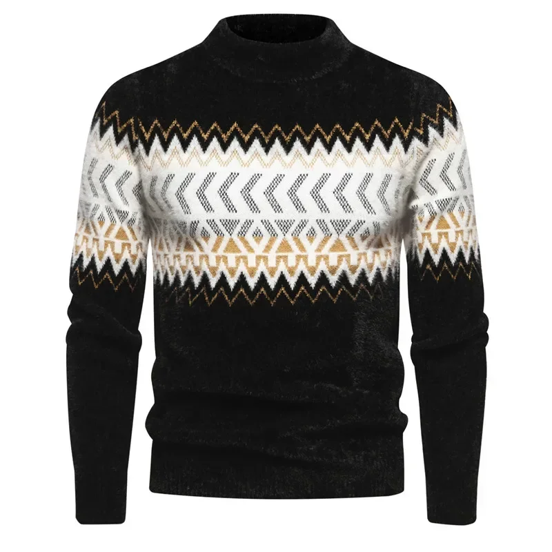 Autumn Men's New Imitation Mink Sweater Soft and Comfortable Fashion Warm Knit Sweater Pullover