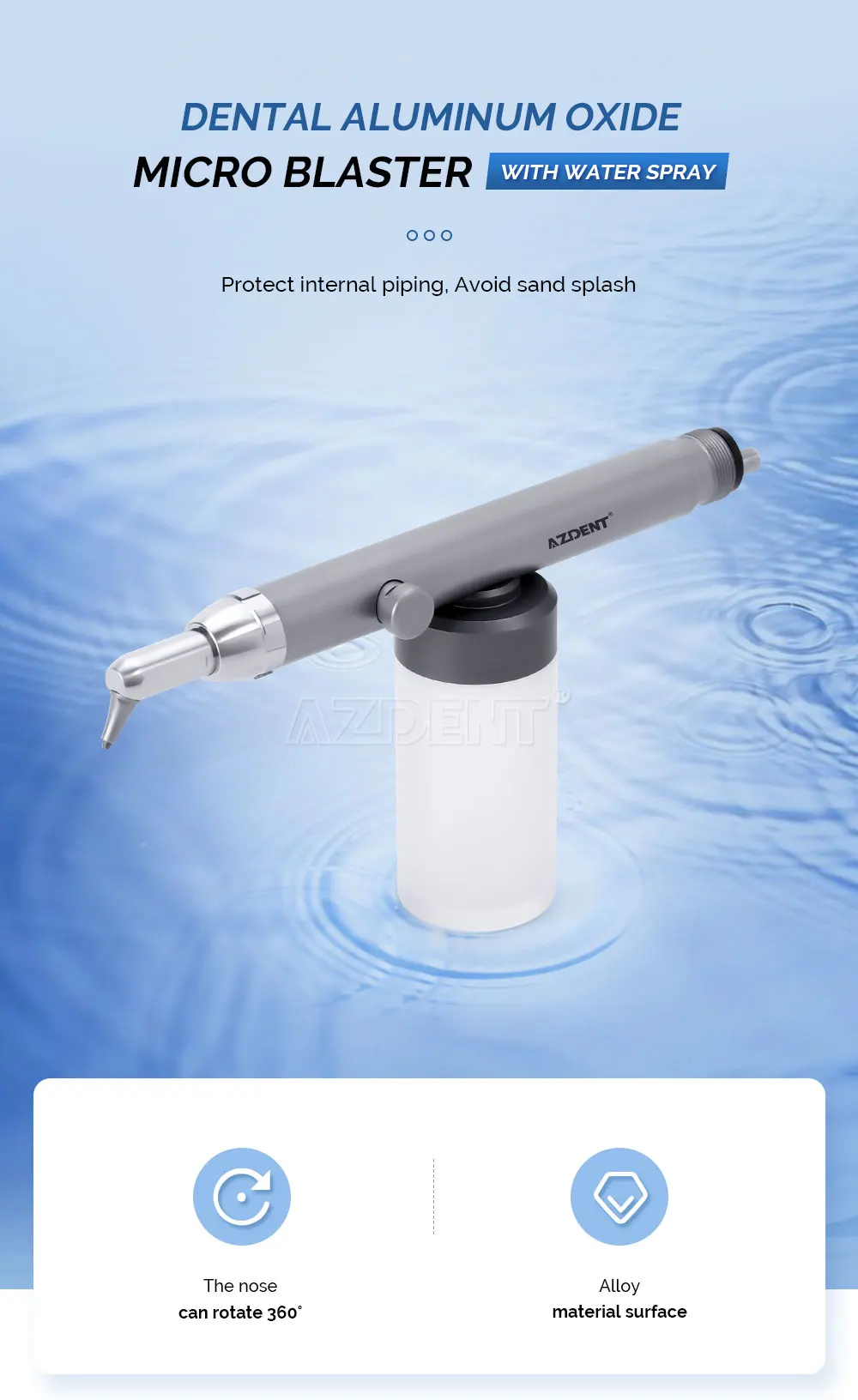 AZDENT Dental Aluminiumoxid Sandstrahlen Polierer MicroBlaster Wasser Spray Zahnmedizin Ausrüstung Werkzeug 2/4 Löcher mit Düse – Detail 9