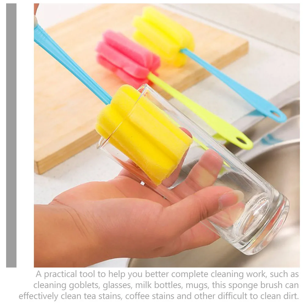 

2pcs Water Bottle Cleaning Sponge Scrubber For Cup Goblet Mug Non-Scratch Soft Sponge Head Hangable Kitchen Tool