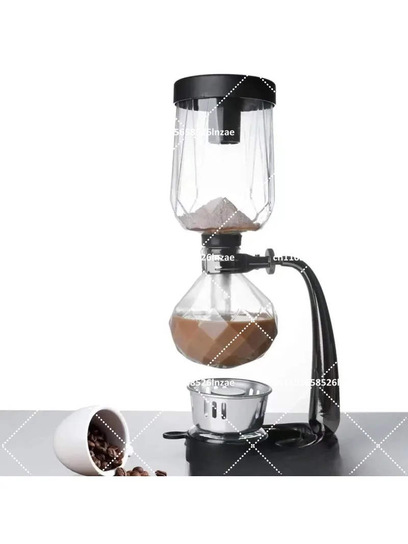 3-5 Cup Vacuum Coffee Dripper, Transparent Glass Brewing Pot with Metal Filter, Professional Siphon Coffee Maker