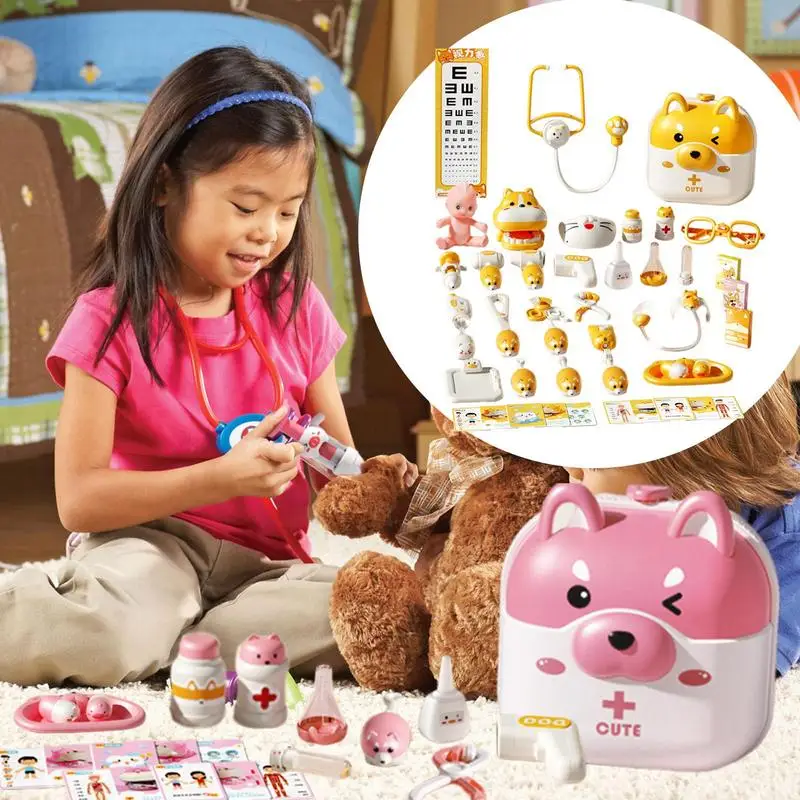 

Doctor Kit 45PCS Cute Animal Pretend Play Doctor Playset Educational Role Playing Game Doctor Toys For Kids Ages 4 Pretend