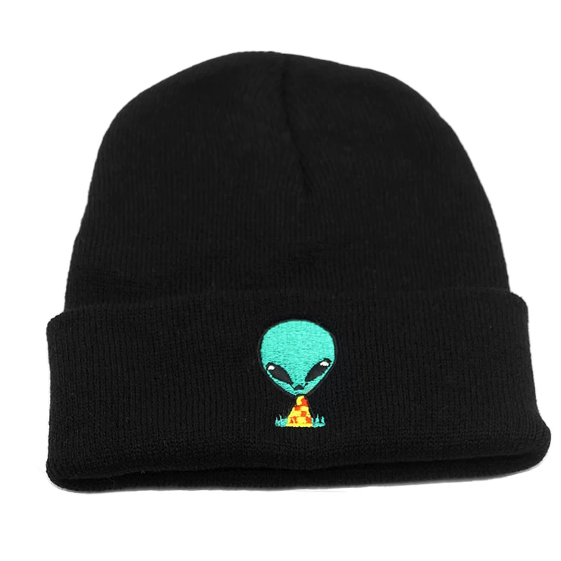 Winter Autumn Peculiar Embroidery Cosmic People Clothes Knit Acrylic Fiber Beanies Skull Hat for Men Women Outdoor Cold Cap Zj10