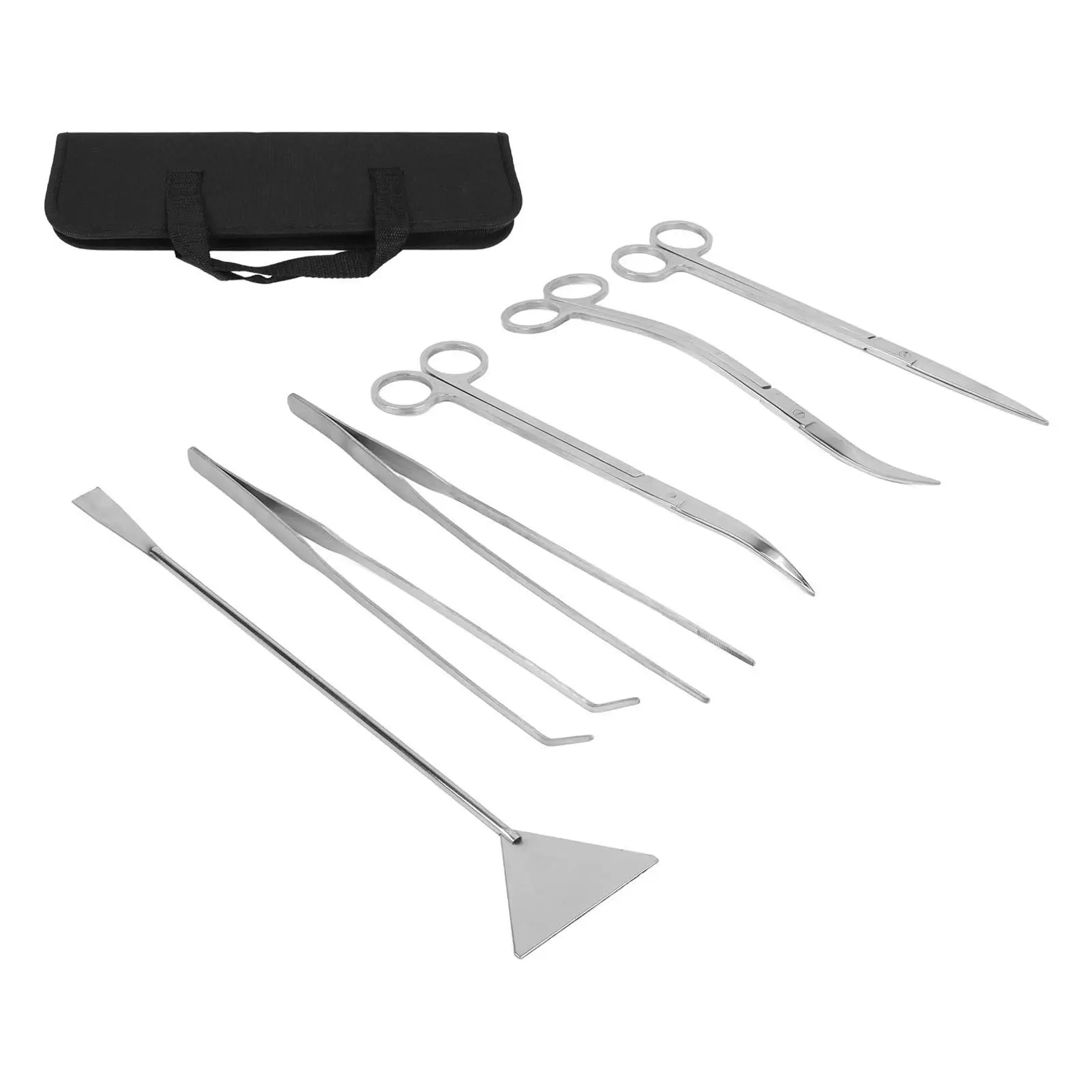 

Stainless Steel Aquarium Plant Scissor Set with Tweezers & Spatula - Terrarium Tools & Storage Bag for fish Tanks