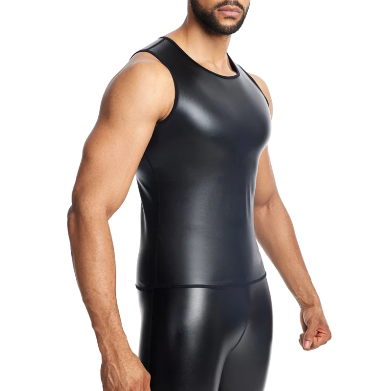 Männer Body Shaper Kunstleder Weste Unterhemd Tank Top ärmellose Hemd Westen Männer abnehmen Unterwäsche Taille Trainer Korsetts