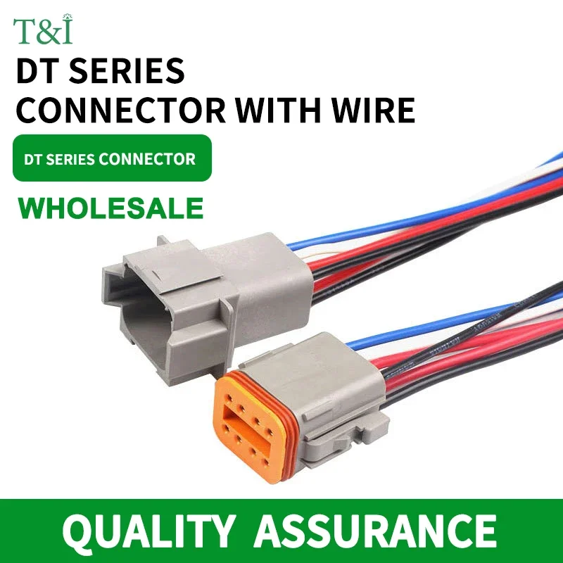 5/20/100 Sets Deutsch DT connector with 15cm Wiring harness DT06-2S/DT04-2P 2P 3P 4P 6P 8P 12P waterproof electrical connector