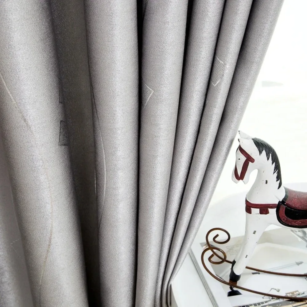 Modern Simple Silver Gray Full Shading Heat Insulation Sunshine Versatile Curtains for Living Dining Room Bedroom Windows Door