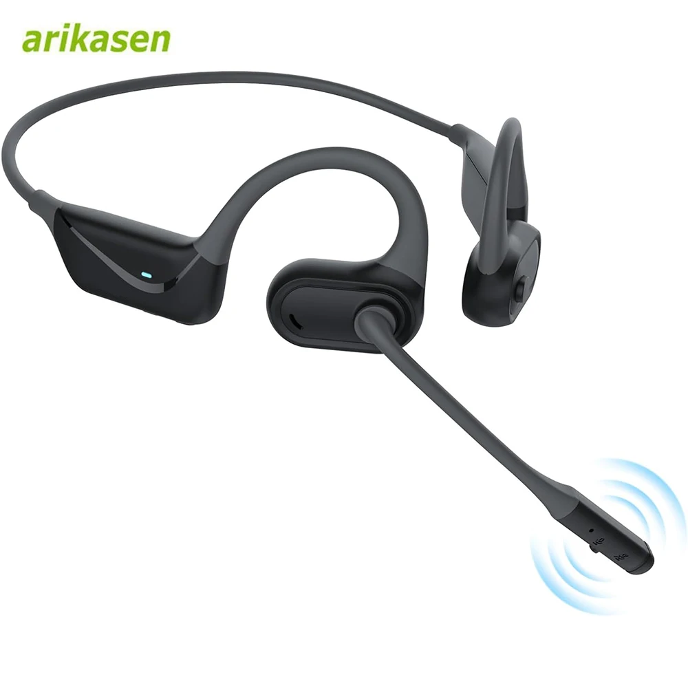 Écouteurs à oreille ouverte avec micro, casque Bluetooth 5.4 léger avec bouton de sourdine antibruit du microphone, casque sans fil