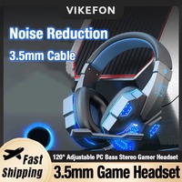 VIKEFON GamerHeadset Wired Ps4/Ps5/Xbox/Smartphone/PC Headset Gaming Headset 120° Adjustable with Noise Cancelling Microphone