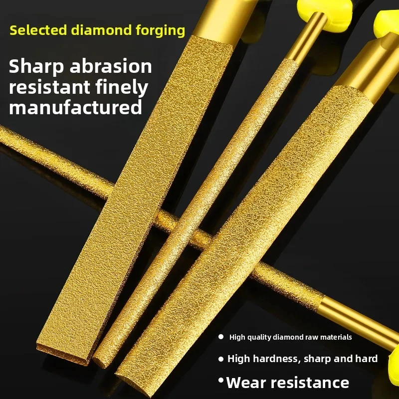 Brazed Diamond File, Flat Semi-circular, 6 Inches, 10 Inches, 12 Inches, Jade Metal, Rust Removal, Stone Polishing, 8 Inches