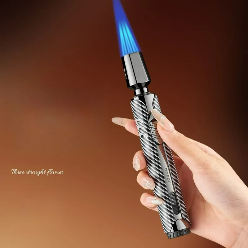 

Газовая горелка Firepower 3 с синим пламенем, ветрозащитная, с видимым окном уровня газа, для барбекю, кухни, сигар, для использования на открытом воздухе.