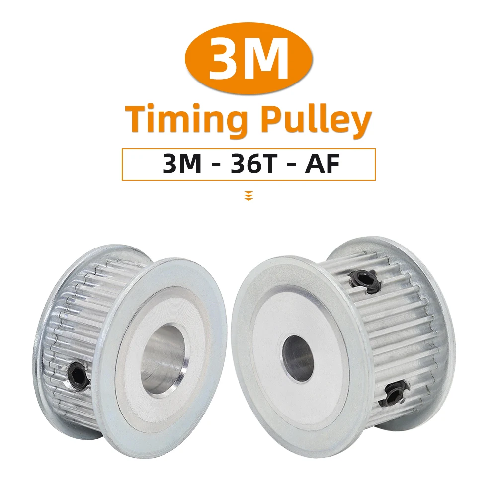 36Teeth Aluminum Pulley 3M 36T Circle-arc Teeth Bore 5-26 mm Motor Pulley Pitch 3 mm Rubber Belt Width 6/10/15/20 mm HTD3M 36T