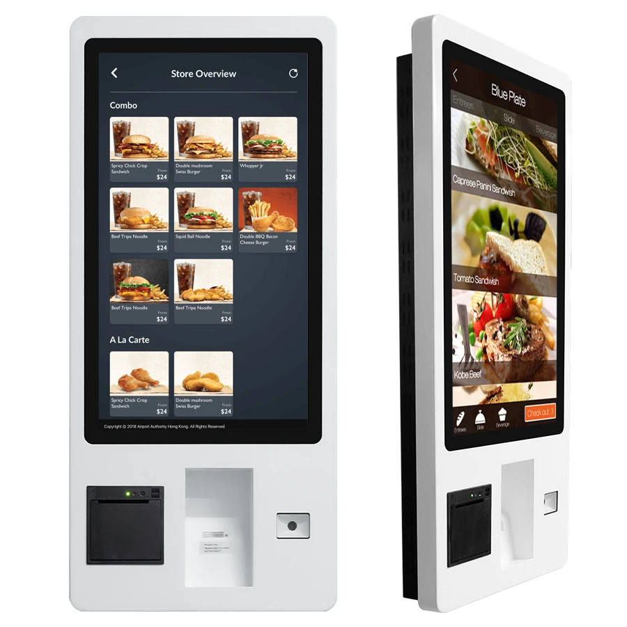 Wall mounted capacitive touch screen payment terminal kiosk self-service ordering machine for restaurant