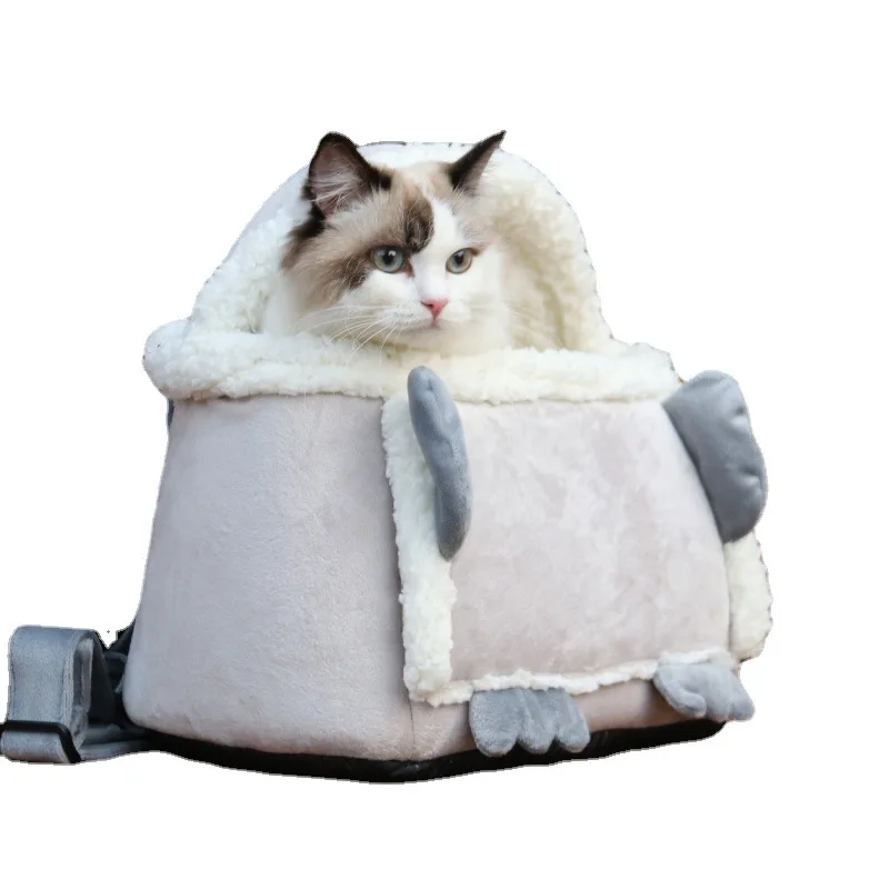 

Cat Bag Teddy Short Chest Outer Strap Bag Dog Cat Warm Out Bag Pet Shoulder Portable Backpack Fleece Winter Customizable