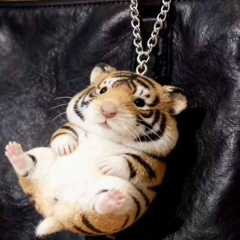 Cute Hamster Plush Keychain & Tiger Plush Pendant - Soft Stuffed Animal Accessories, Adorable Bag Charms, Perfect for Kids Gifts