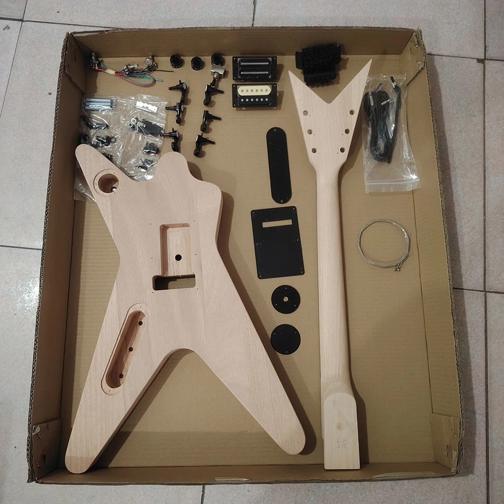 طقم جيتار كهربائي DIY DIME، نظام اهتزاز فرويد، بدون طلاء، أنماط ألوان ذاتية الطلاء، جميع الملحقات كاملة، توصيل سريع