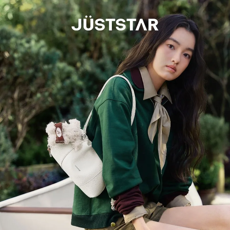 JUST STAR Cloud Bag 2026 New Women's Folded Shoulder Crossbody Bag Commuter Drawstring Underarm Bag