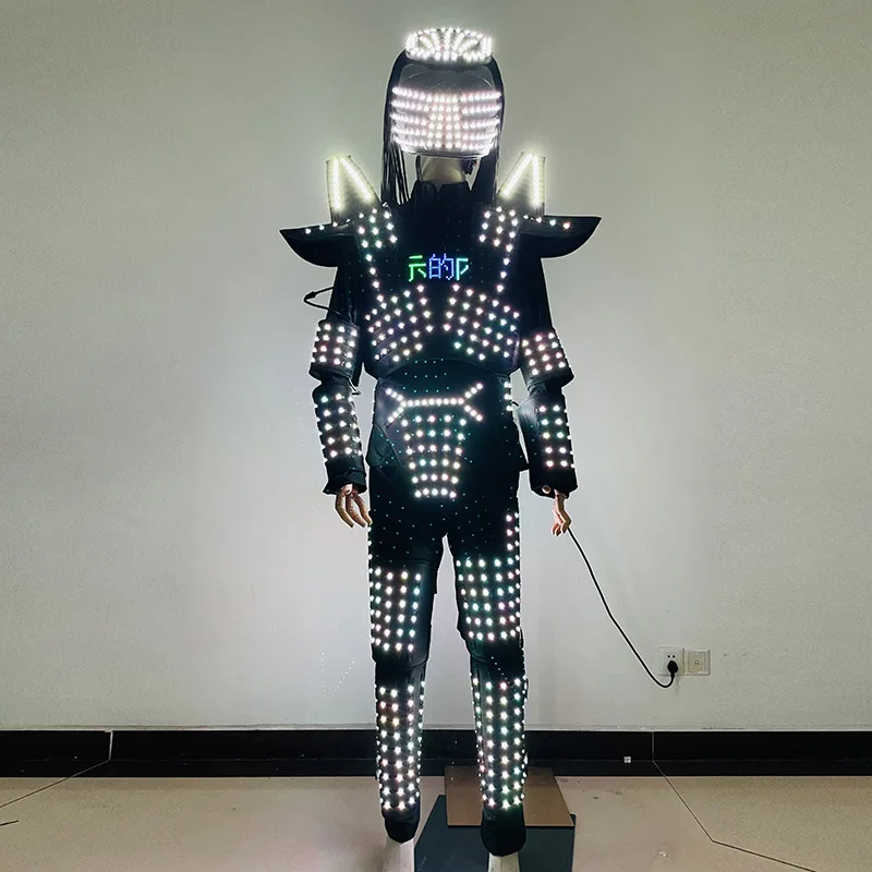 

LED Robot Suit Costume for Stage Dance RGB Luminous Armor Jacket Nightclub Bar Light Show Cosplay LED Clothes