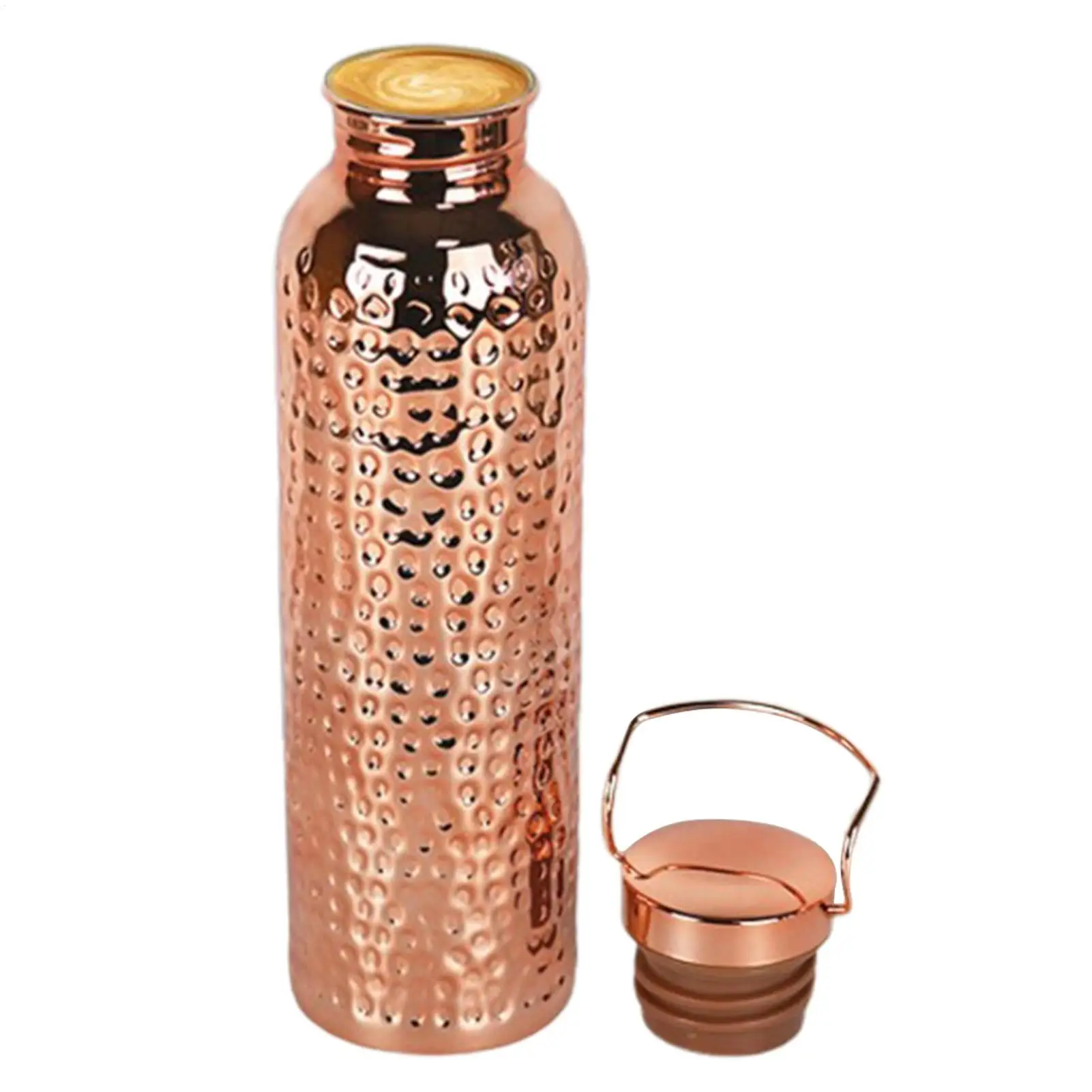 800ML 304Stainless Steel Electroplated Copper Water Bottle​ ​L-Shaped Handle Bottle​ ​Hammer Pattern Bottle​ Sports Water Bottle