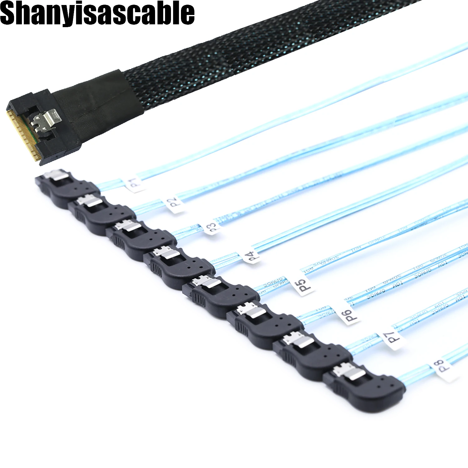 0.8M tout compris Anti oblique insertion SFF-8654 8i PCI-E Ultraport Slimline 4.0 à 8X SATA 7P 600 angle droit Câble