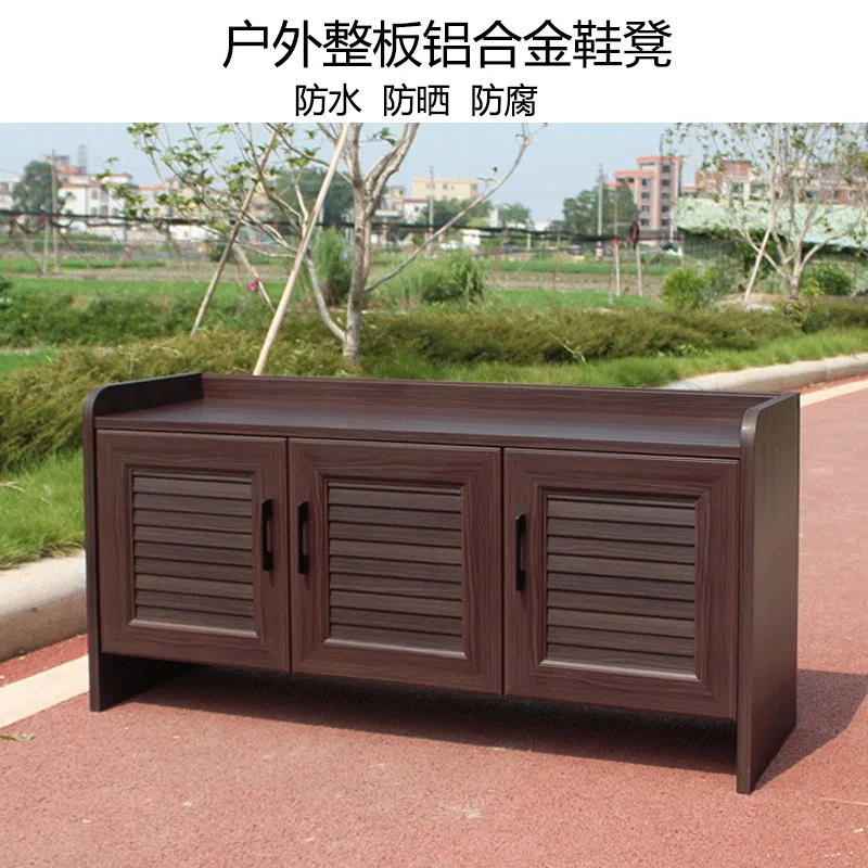 Aluminum alloy shoe changing stool at the door Entry villa shoe cabinet Waterproof and sunscreen Entry door Seated shoe stool Ou