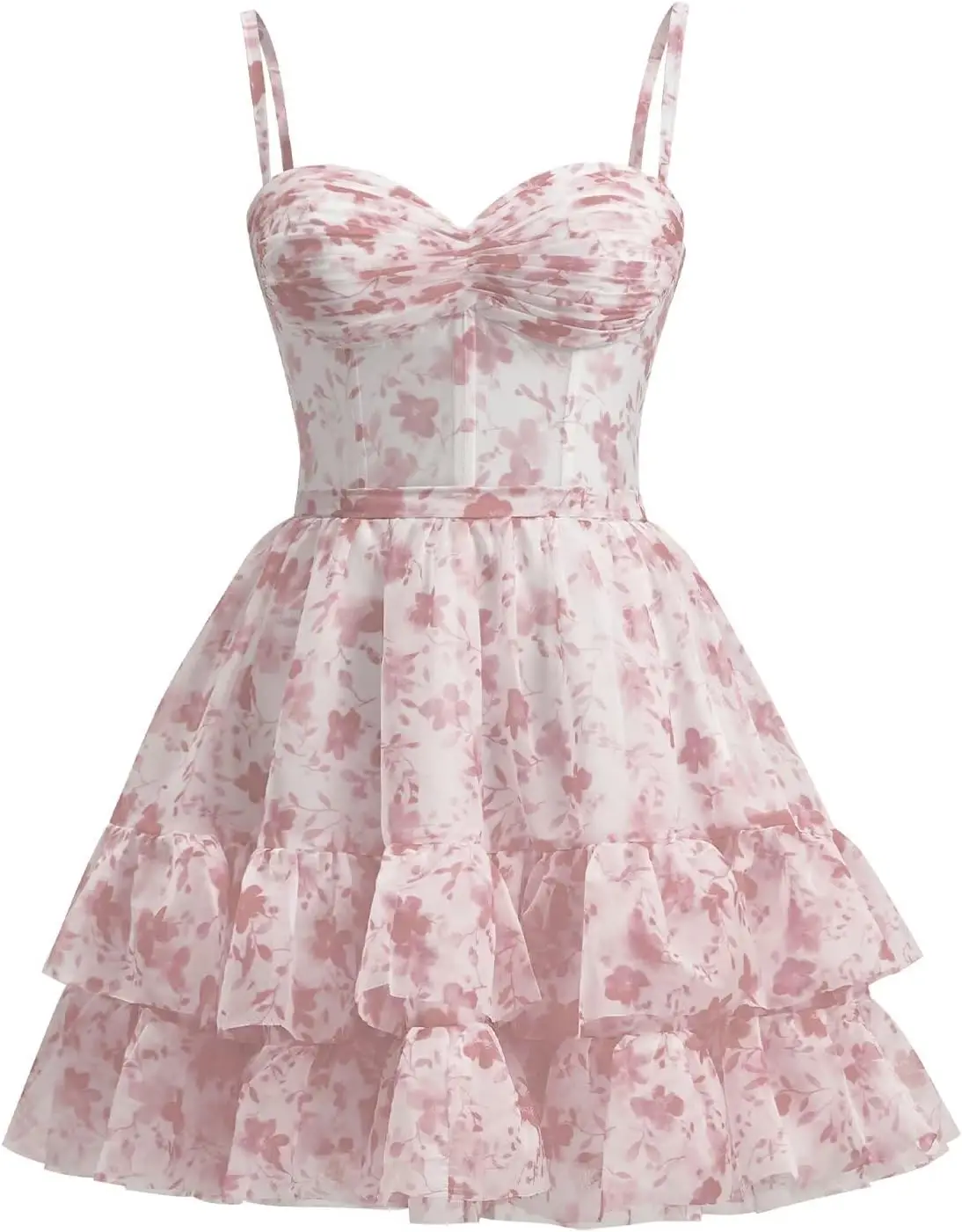 

Floral Homecoming Dresses for Teens 2026 Short A-Line Tiered HOCO Short Prom Party Corset Gown Cocktail Mini Graduation Dress