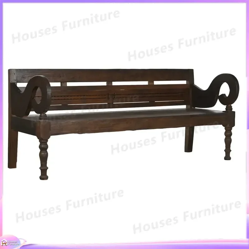 200 Solid Teak Wood Bench 196x68x82cm Outdoor Garden Patio Furniture Heavy Duty Natural Wood Seating Engraved Design Durable