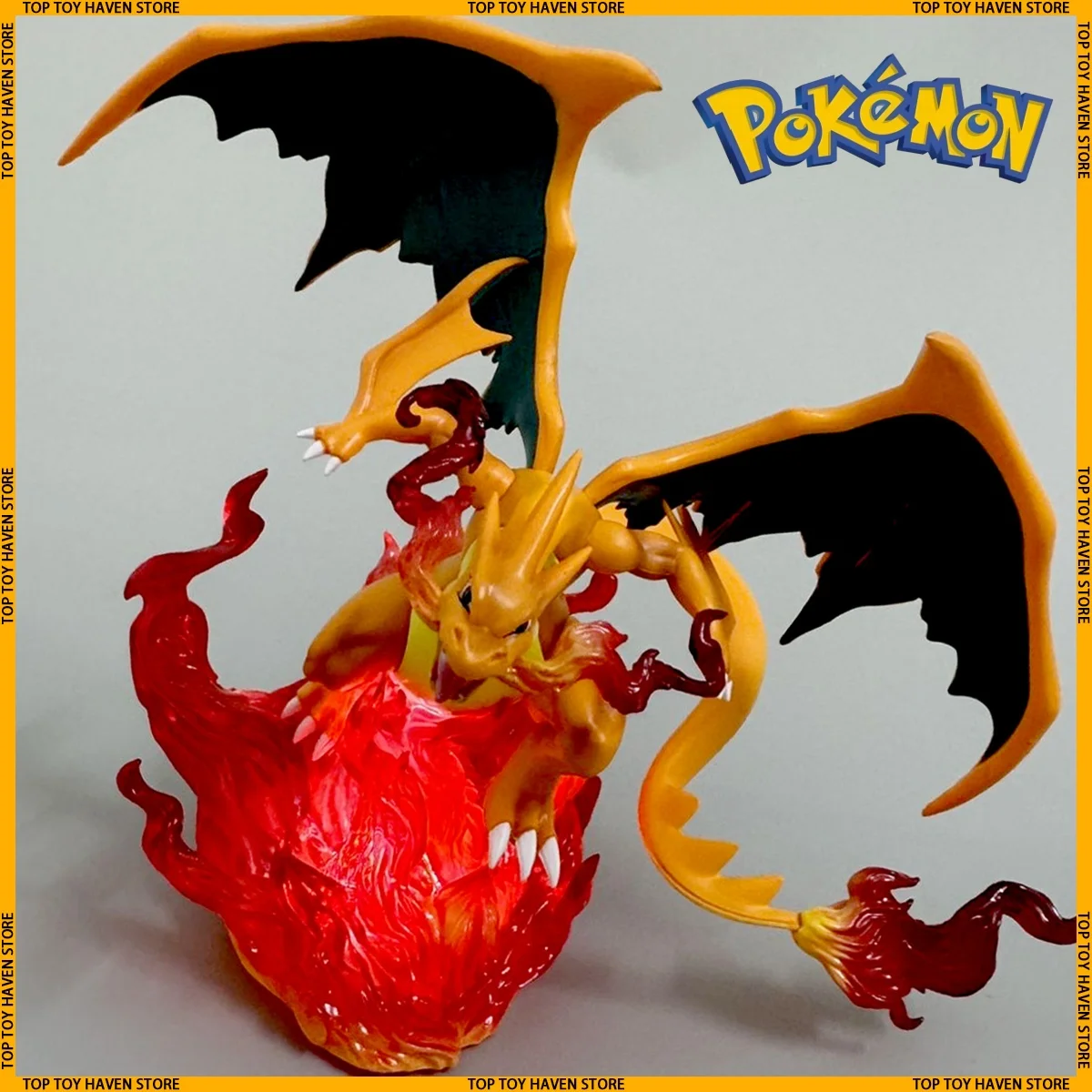 

20cm Charizard Anime Figure Pvc Light-Emitting Statuette Desk Decoration Collectible Toy For Boys Customized Gifts