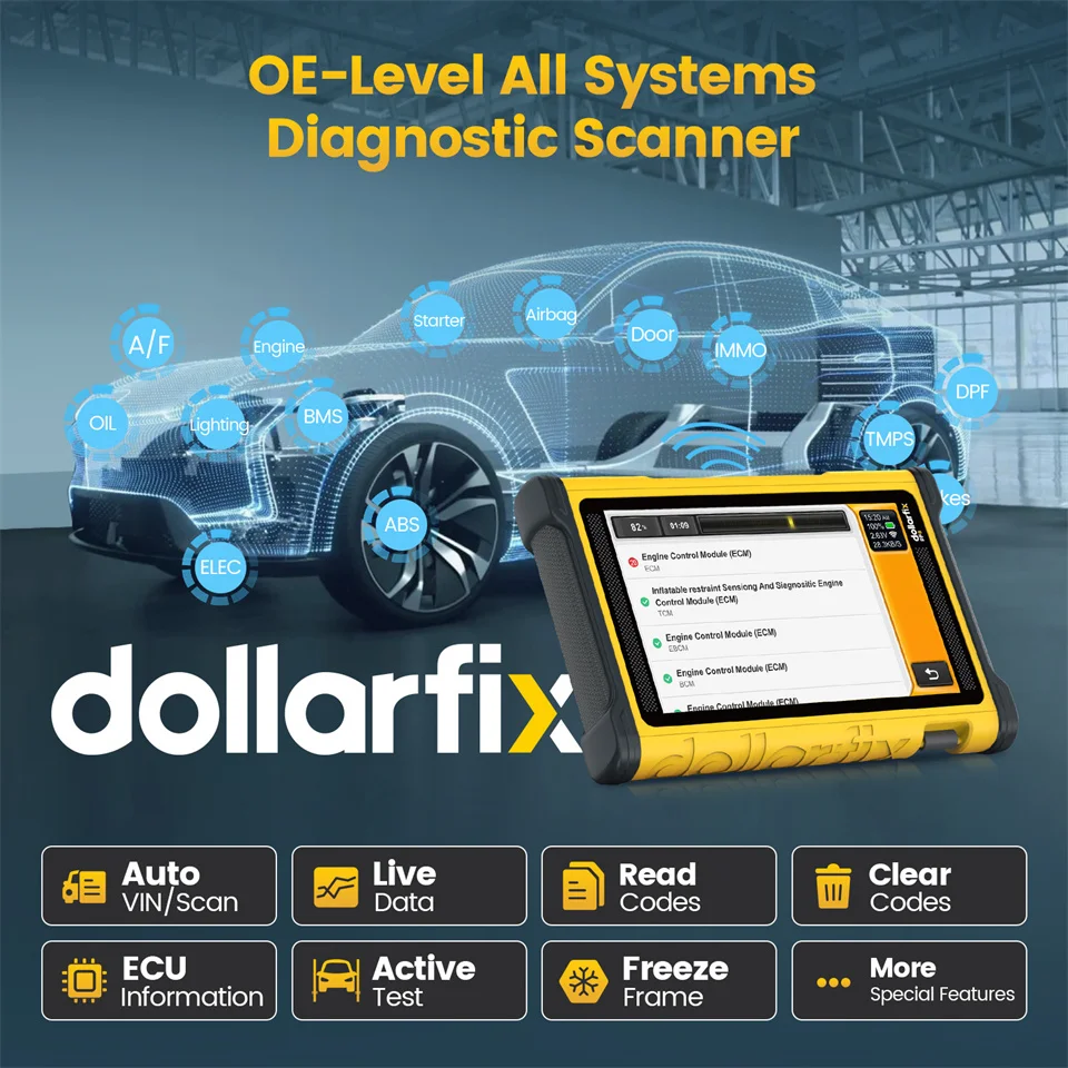 Dollarfix PF8 Professional OBD2 Scanner Full System Automotive Tools 34 Resets Lifetime Free Car Diagnostic Scanner 2024