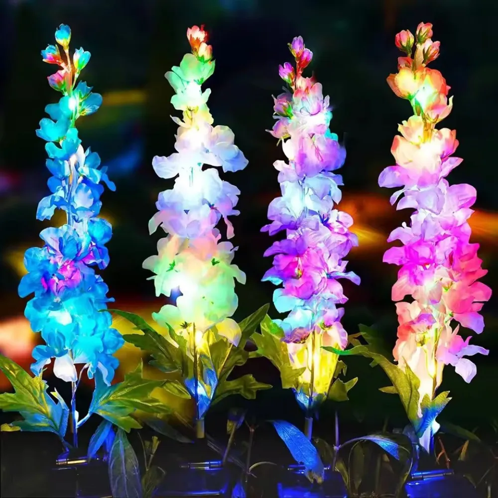 

Solar Multicolor Artificial Tall Delphinium Larkspur Stake Lights,Waterproof Ground Lamp for Outdoor Lawn, Yard, Garden Pathway