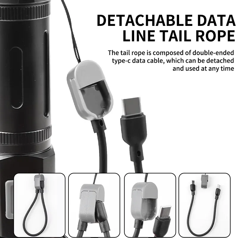 New LED White Laser Flashlight Dual-sided COB Multi-color Tempered Band Digital Power Display Strong Light Flashlight