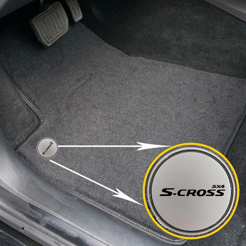 For Suzuki S Cross Car Metal Round Emblem Floor Mat Interior Decoration For Suzuki SCross SX4 S-Cross Suv Auto Accessories