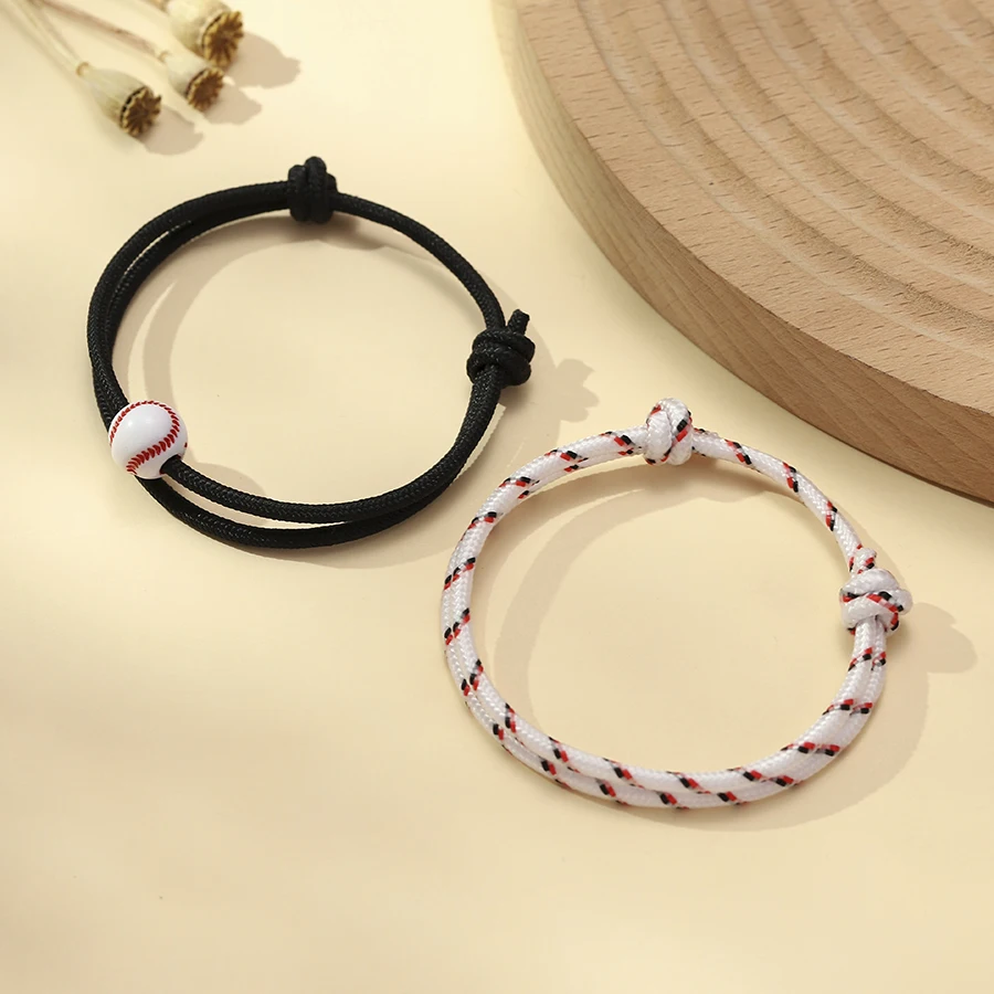 Noter Neues 2-teiliges Armband-Set für Fußball, Basketball, Baseball, Bowling, für Herren, hochwertig ausgewähltes 3-mm-Paracord-Armband, verstellbar, Joias – Detail 4