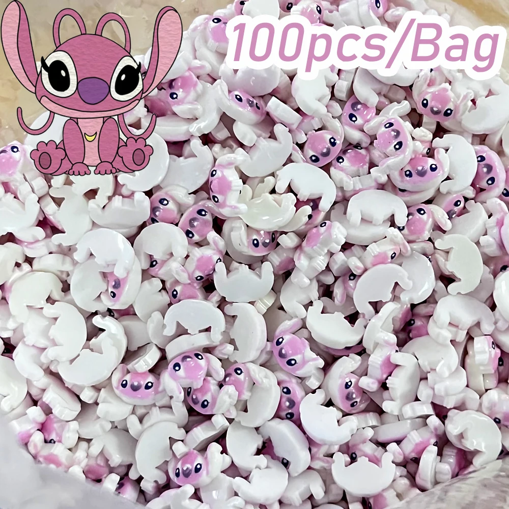 

100 шт./пакет, милые большие уши монстры для ногтей, подвески Kawaii с плоской задней частью, синий стежок и розовый ангел, детали для ногтей, аксессуары для маникюра «сделай сам», поделки