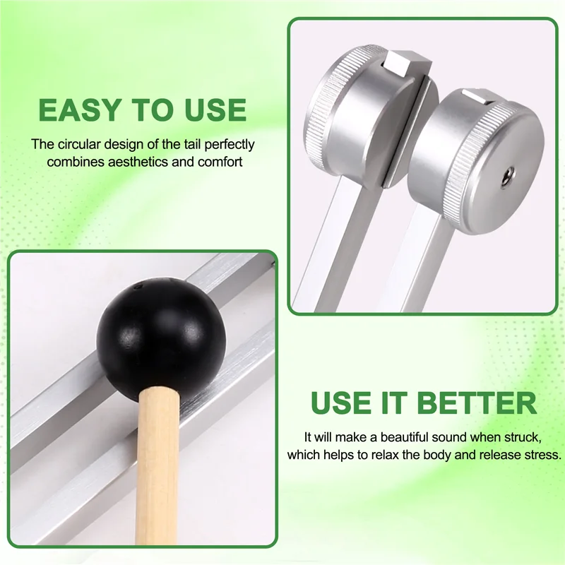 B58B-Professional 95 Hz Tuning Fork With Silicone Holder And Hammer For Yoga And Sound Healing