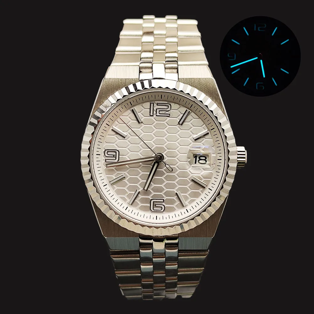 NH35 Watch 39.5mm Case Road shaped Dial Blue Light Dial Men's Watch Customized Logo Suitable for NH35 Movement Watch