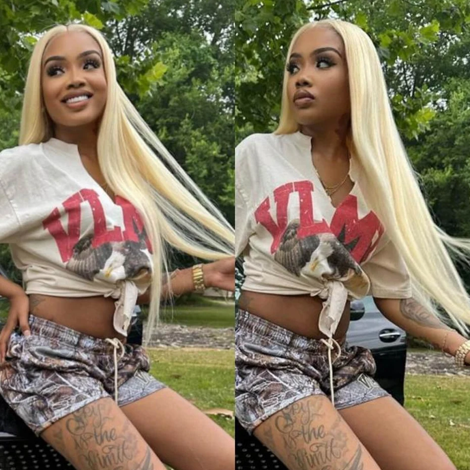 

613 HD Парик фронтальной части шнурка 13x6 Прямые парики из натуральных волос Блондинка Парик фронта шнурка 200% Плотность 36 дюймов Парик из натуральных волос на шнуровке