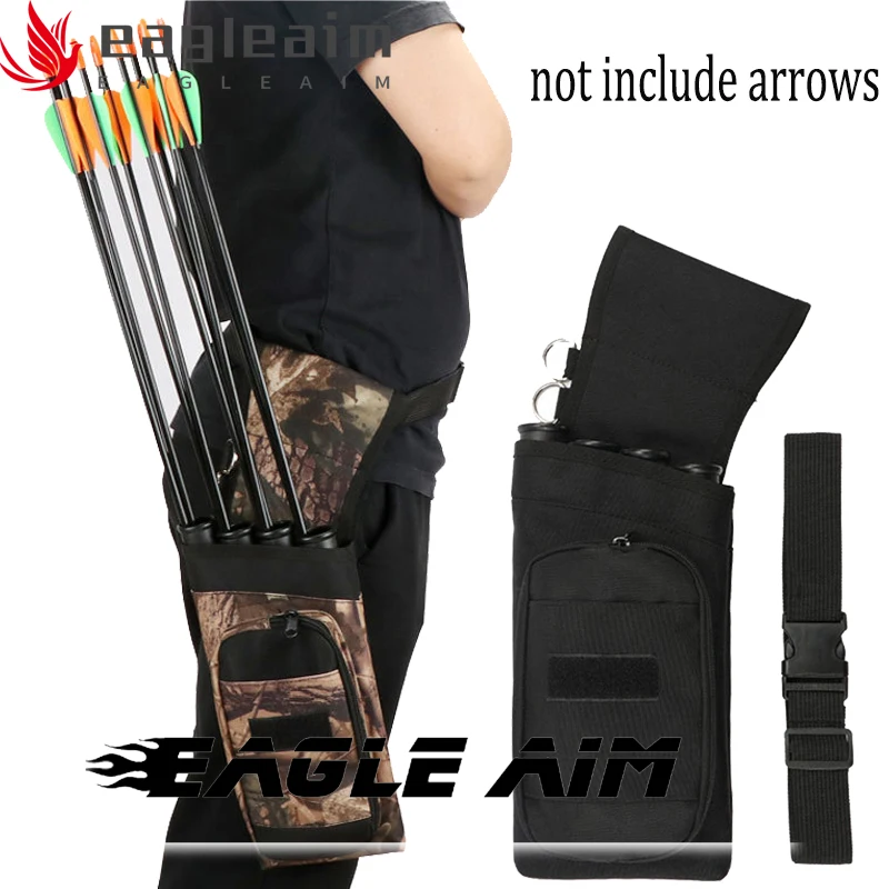 4 Tube Hip Quiver Hunting Training Camo Black Archery Arrow Quiver Holder Bow Belt Waist Hanged Target Quiver Can Hold 30 Arrows