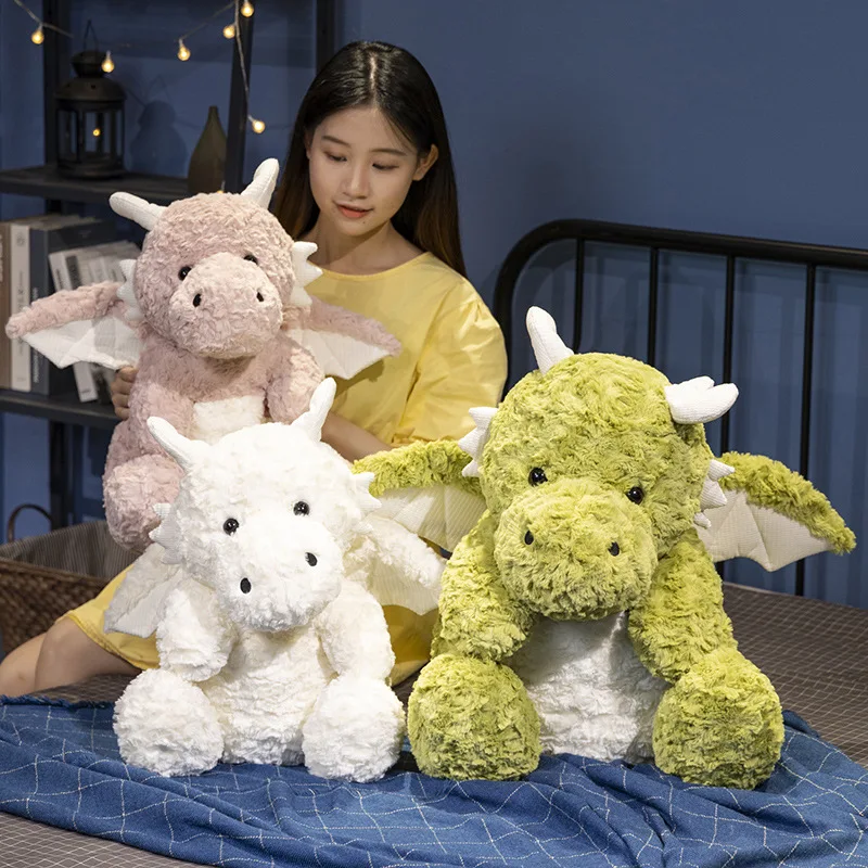 Soft Fly Dragon Plush Toys White/Green/Pink Dragon Toys Doll Kawaii Stuffed Animals Plushie For Baby Kids Cute Dinosaur Toys