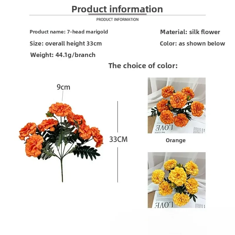 Vintage Künstliche Ringelblumen, Faux-Kalendula-Bouquet, Einfacher Retro-Stil für Wohnzimmer, Heimdekoration, Vasen-Mittelstück – Detail 1