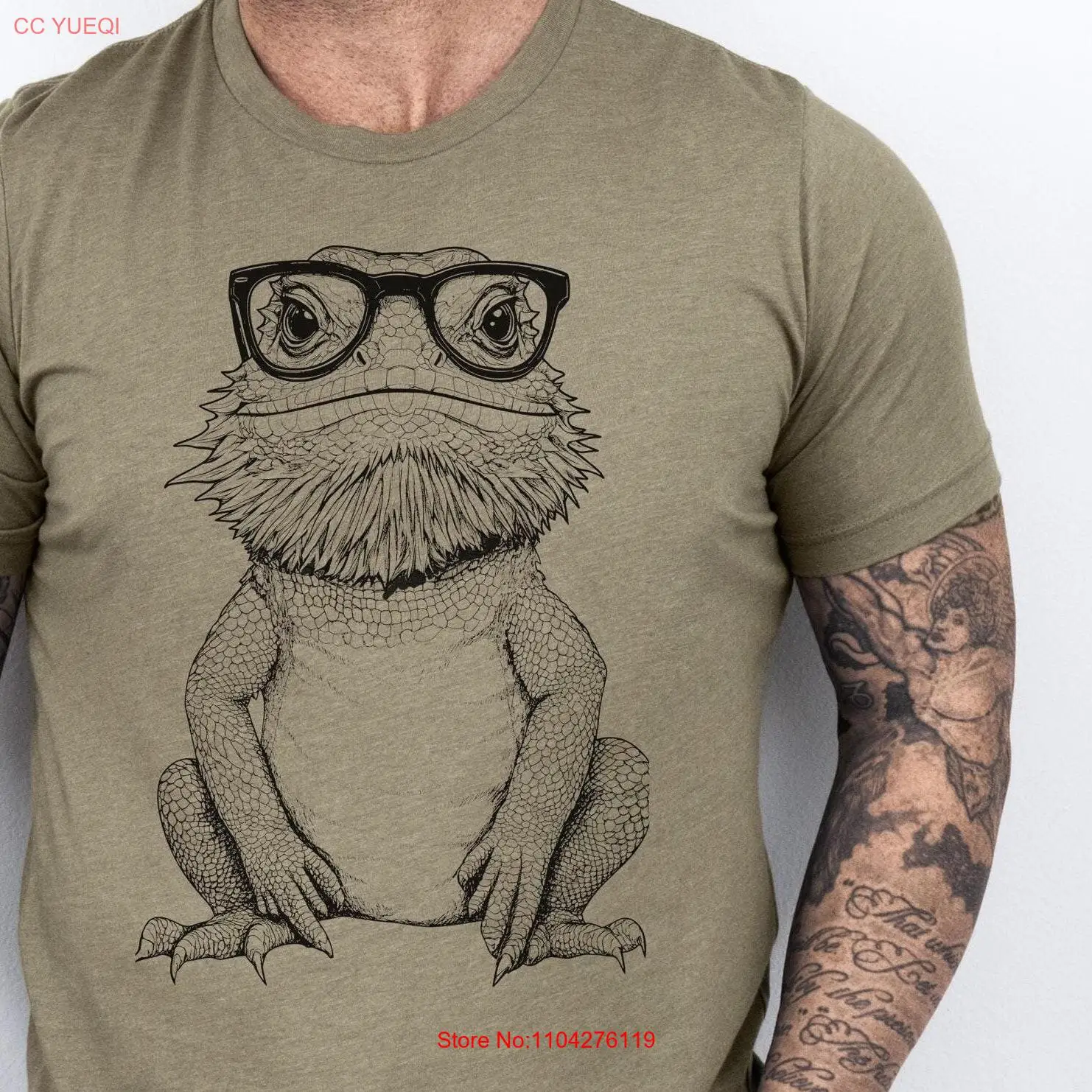 Bearded Dragon T Shirt Pogona Vitticeps With Glasses long or short sleeves