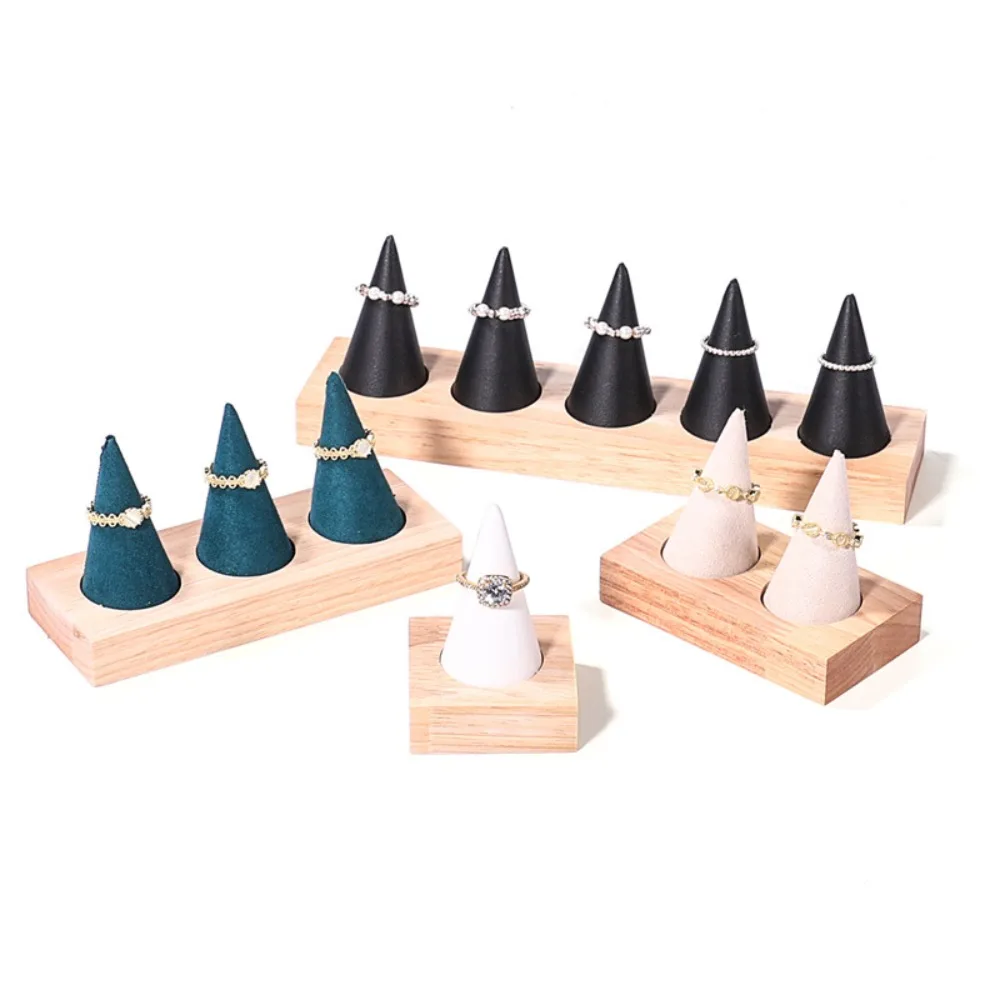 

Jewelry Display Cone Shape Rings Holder Multiple Size Storage Rack Flannelette Rings Display Stand Vintage Lightweight