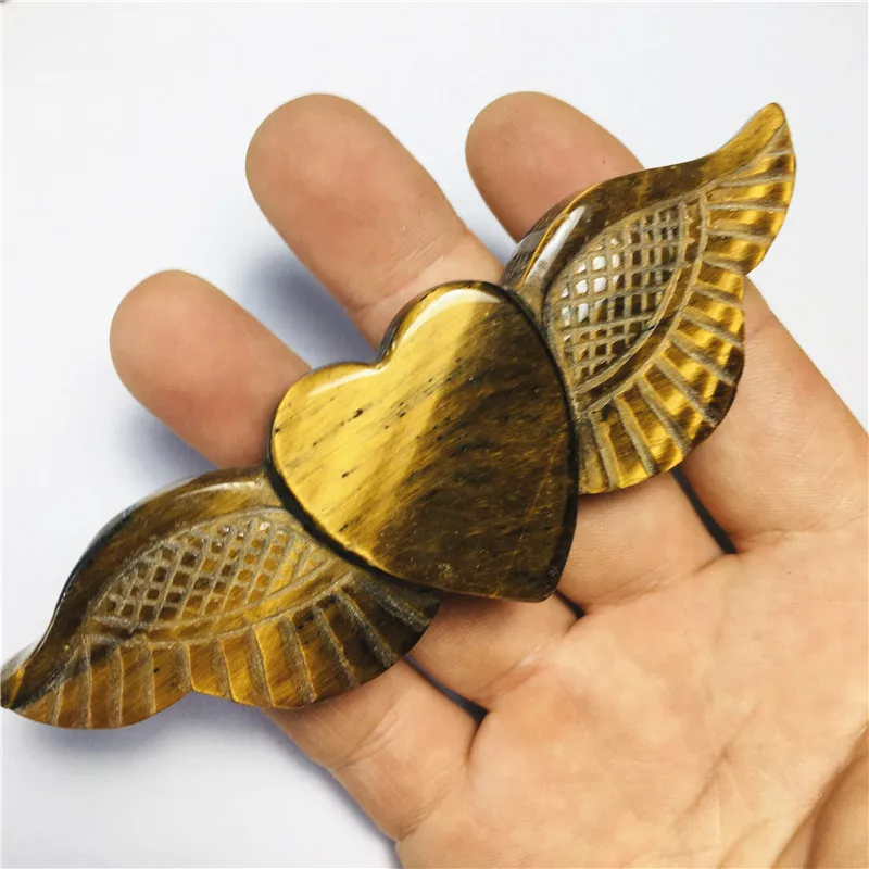 

Натуральный кристалл, тигровый глаз, крылья в форме сердца, целебные хрустальные украшения для чакр, подарок для нее