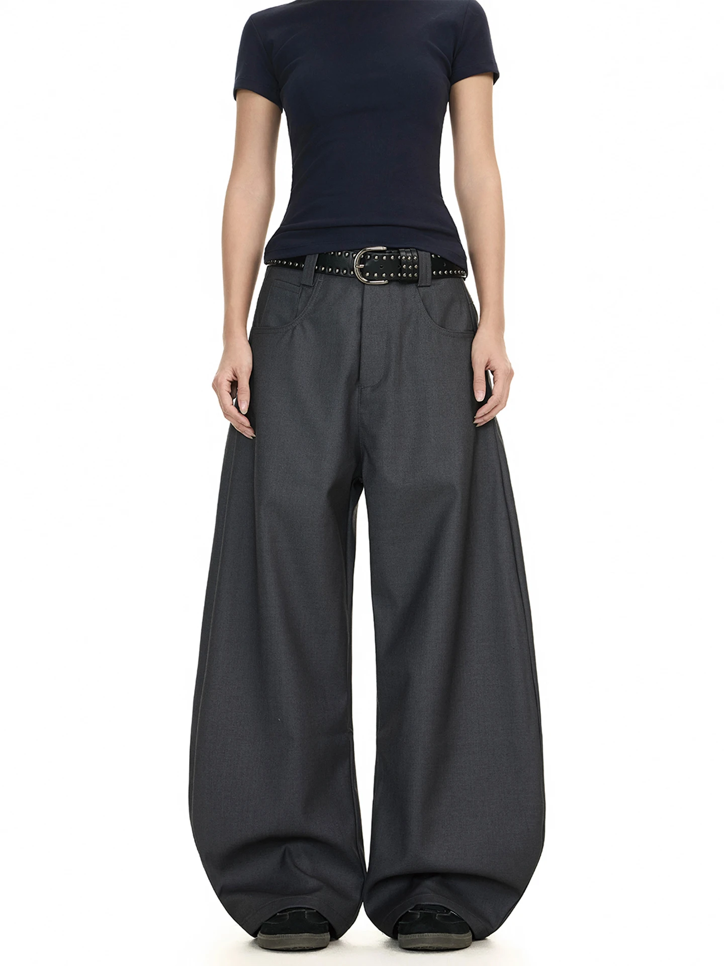 

Женские брюки FreeMary с широкими штанинами и асимметричными складками, свободные повседневные модные брюки для осени и зимы