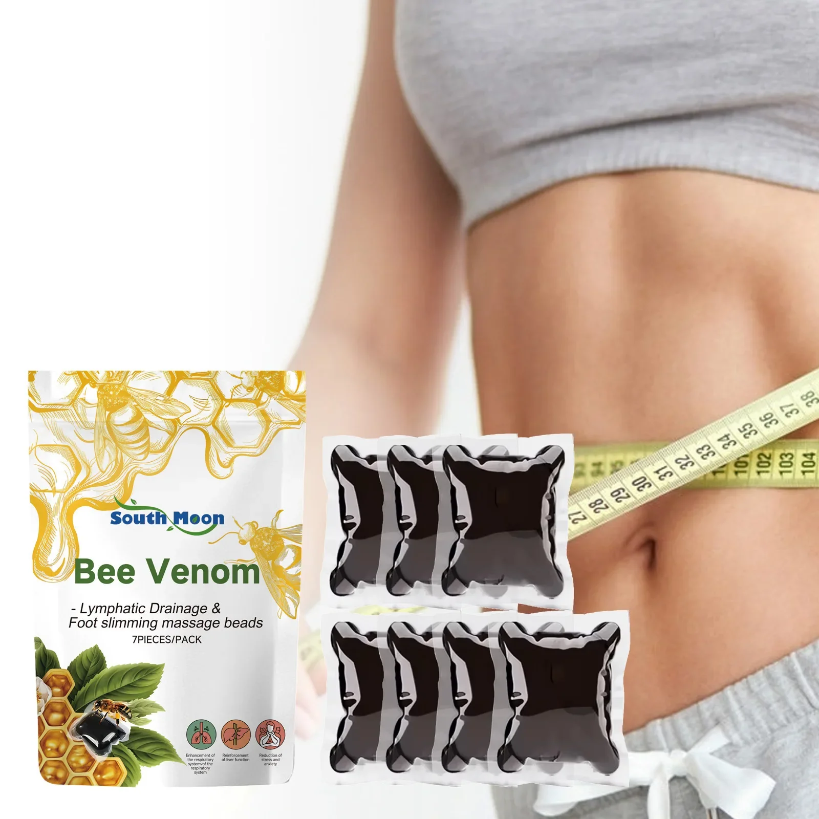 ธรรมชาติ Bee Lymphatic Drainage Foot Soak เจลลูกปัดลบกลิ่นปรับปรุงผิวล้างสารพิษ Detox Slimming Personal Health Care