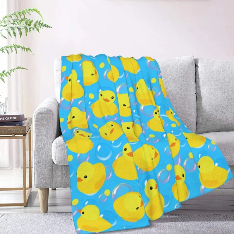 Yellow Rubber Ducks Throw Blanket Gifts Soft Warm Fleece Blankets for Bed Chair Car Sofa Couch Bedroom 50X70 Inch