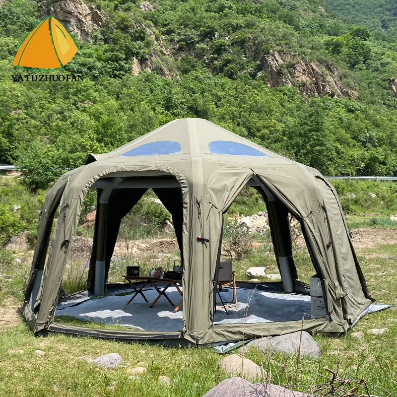 Cotton Inflatable Tent Waterproof Camping Tent Outdoor, Inflatable Support System for Easy Setup and Sustainable Material Usage