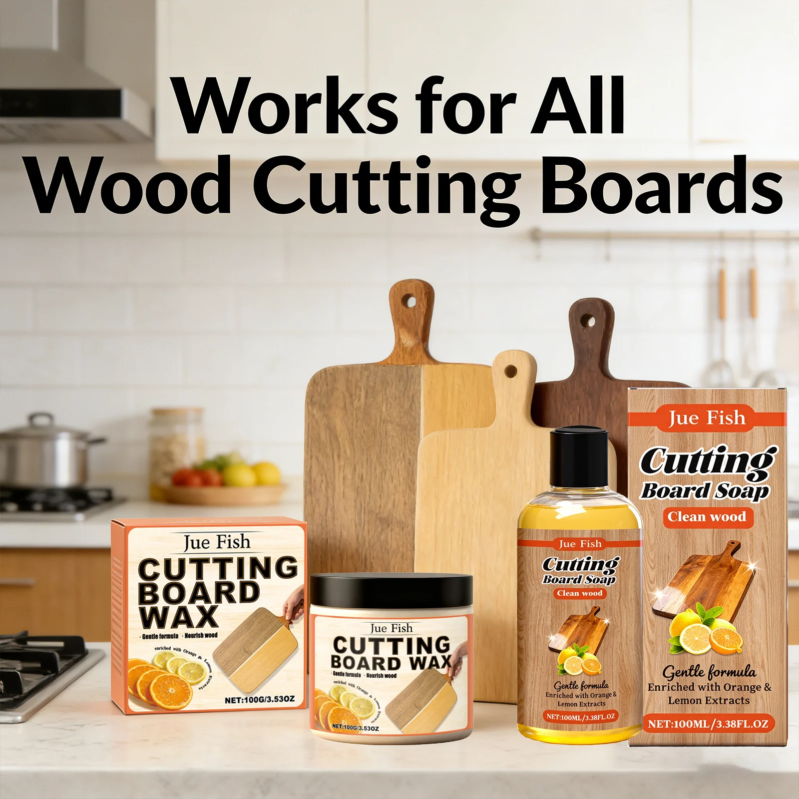 Cutting Board Polishing Wax Removing Mold Eliminate  Odor Enhance Gloss Prevent Cracking Citrus Fragrance Cutting Board Cleaner