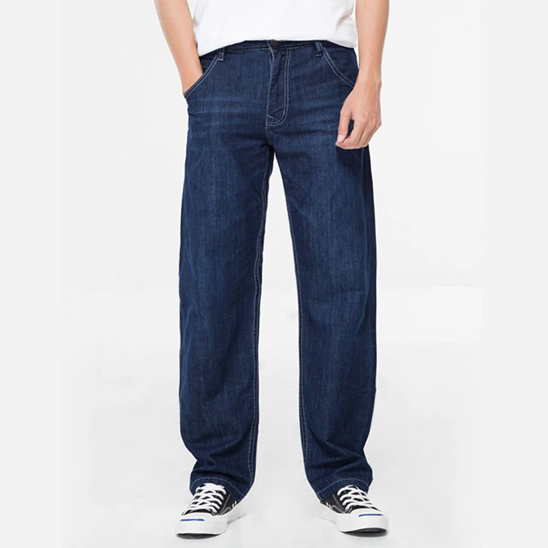 Plus Size 44 46 48 Jeans estivi da uomo pantaloni larghi classici larghi larghi in Denim pantaloni Casual in cotone 100% di marca